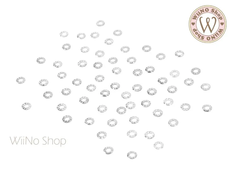 2.5mm Silver Round Circle Dotted Frame Metal Studs - 10 pcs