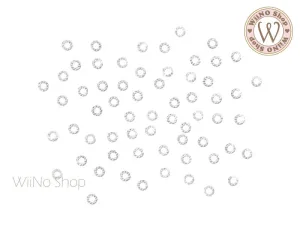 2.5mm Silver Round Circle Dotted Frame Metal Studs - 10 pcs