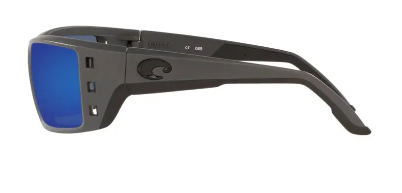 Costa Del Mar Mens Permit Matte Gray Frame - Blue Mirror 580 Plastic Lens - Polarized Sunglasses