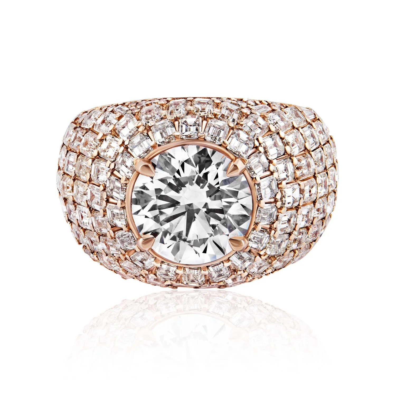 Lyanna 17 Carat H VS2 Round Brilliant Lab-Grown Diamond Chandelier Engagement Ring in 14k Rose Gold