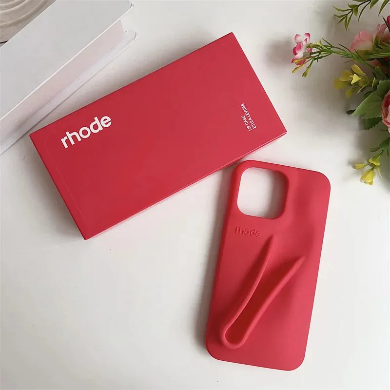 New Rhode DIY Lipstick Lip Holder Soft Silicone Phone Case