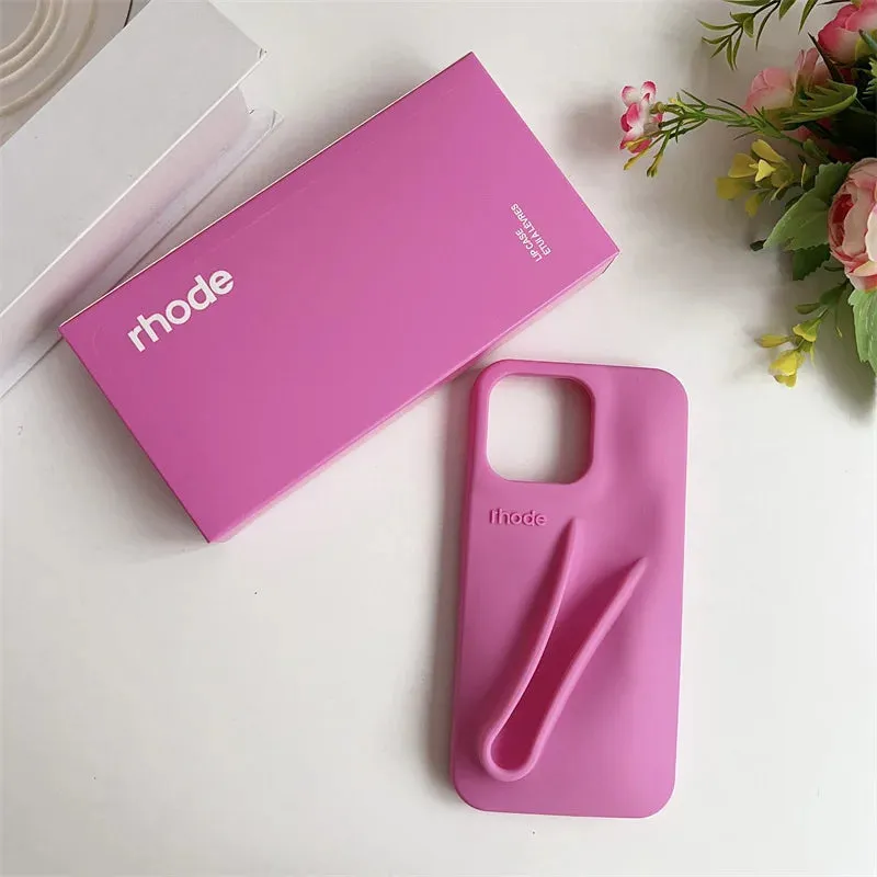 New Rhode DIY Lipstick Lip Holder Soft Silicone Phone Case