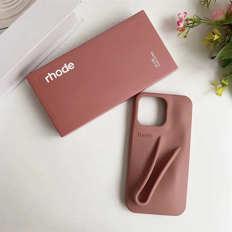 New Rhode DIY Lipstick Lip Holder Soft Silicone Phone Case