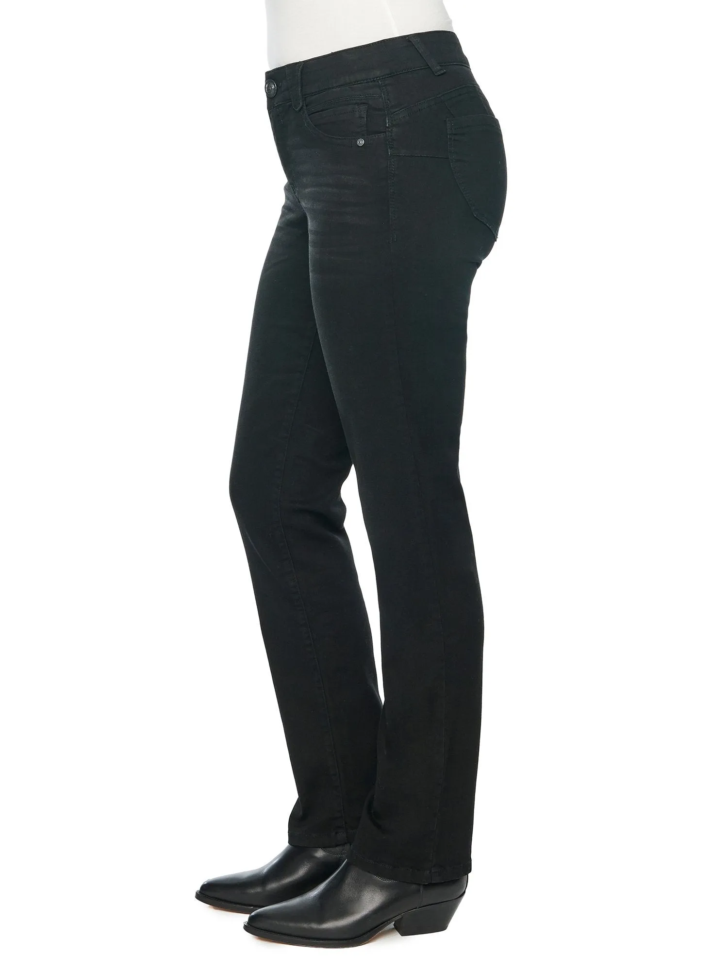 "Ab"solution Black Denim Straight Leg Jeans - Black