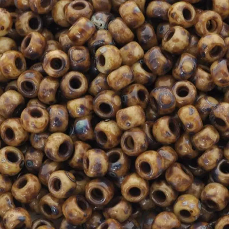 Seed Beads-8/0 Round-4517 Opaque Brown Picasso-Miyuki-16 Grams