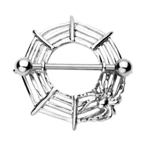 Spider and Web Nipple Shield with 316L Surgical Steel Barbell