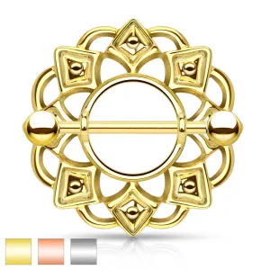 Tribal Shield Nipple Ring with 316L Surgical Steel Barbell